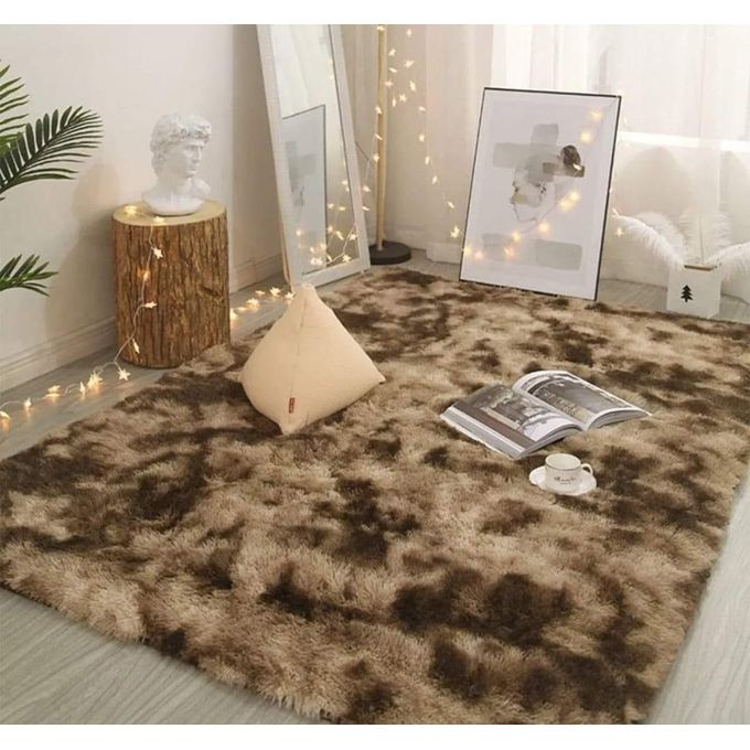 Fluffy Carpets 5*8 Brown Patched