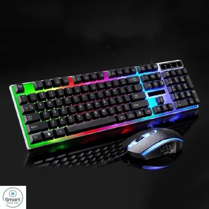 RahaLife Keyboard & Mouse Combos Backlit Keyboard And Mouse Rubber Russian Wired Suitable For Gamers